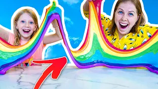 МИЛАНА и МАМА Сделали РАДУГУ из СЛАЙМА RAINBOW SLIME Party ДЕЛАЕМ СЛАЙМ РАДУГА!