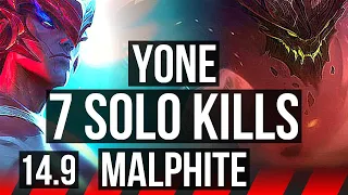 YONE vs MALPHITE (TOP) | 7 solo kills, 800+ games | KR Master | 14.9