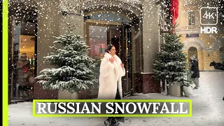 🔥 Search Russian Girls in Snowfall, Moscow, Russian Winter, Snowstorm, Walking Tour 4K HDR