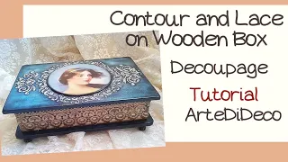 DIY: Ξύλινο κουτί με κοντούρ και δαντέλα!  Wooden box with contour and lace!  ArteDiDeco