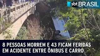 8 pessoas morrem e 43 ficam feridas em acidente entre ônibus e carro em MG | SBT Brasil (13/01/24)