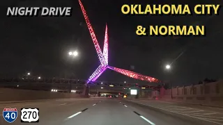 Oklahoma City Freeway Night Drive (I-40, I-235, I-44, I-35)