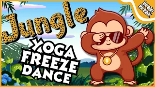 🐒Jungle Yoga Freeze Dance🐍 | Brain Break | Animal Yoga | Yoga for Kids |  Movement Break for Kids