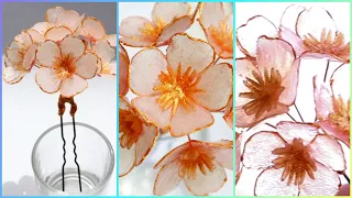 Polymer clay crystal flowers Sakura. Cold porcelain and resin. Easy Tutorial