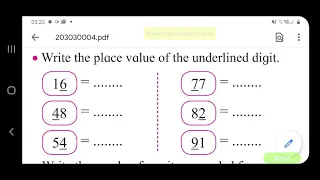 Std 2 Write place value of underlined digit