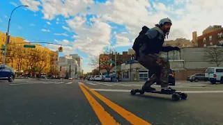 Carving and Dancing after the Demo Esk8 Ride in New York City.