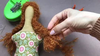 👍Прическа для кухонной куклы Тильды #2 | Making a hairstyle for Tilda's kitchen doll