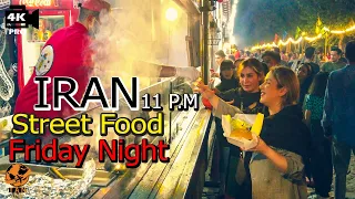 IRAN - STREET FOOD - Walking at 23:00 o'clock in Tehran - Iran Cities Travel Vlog 4K