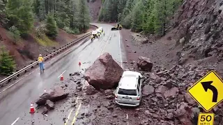 ODOT drone video of Hwy 62 rock fall