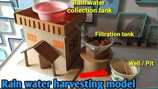 Rain water harvesting working model with beautiful house || School project of rain water harvesting