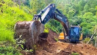 Building the CRAZIEST Cliffside Road with ONLY an Excavator | Excavator Planet