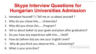 Skype Interview questions for  Hungarian Universities Admission (2022-23) by _ Joshua || Endless ||