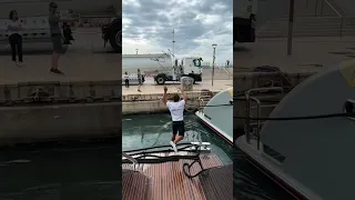 Our Deckhand missed a line throw in MONACO!!! But redeemed himself later on… #superyach #luxuryyacht