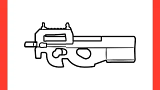 How to draw FN P90 gun from cs go step by step / drawing a p90 from pubg mobile easy