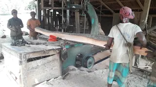 Sawmill Wood Cutting Dangerous Skills।How to Cutting Wood by Hand Saw Machine।Wood Cutting Ways