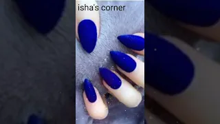 royal blue velvet nails art designs easy #shortsvideo  #nailpolish  #nailart  #acrylic  #instagram