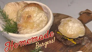 Homemade Burgers - Juicy meat patties and soft bread rolls !