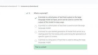 Introduction to Generative Ai quiz May 2024