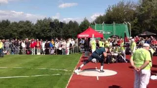David storl (GER ) throw far more than 21m during the warming up in Köstritzer throwing meeting .