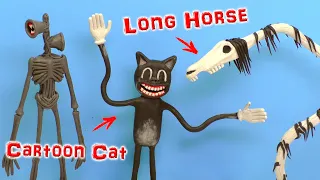 Making CARTOON CAT and LONG HORSE  with Clay | Trevor Henderson