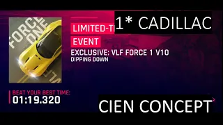 Asphalt 9: VLF FORCE 1 V10 WEEKLY EVENT - Beat 01:21s With 1* Cadillac Cien Concept