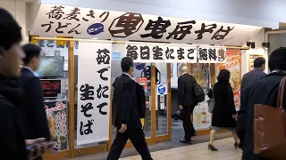 Make Tempura in No Time! Breakfast for Salarymen Before Work! Stand-up-eating Soba Noodle in Tokyo!