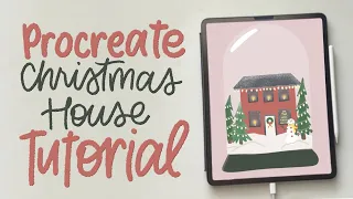 Procreate Tutorial (Quick) Christmas House in Snow Globe