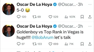 Oscar De la hoya wants to do 5X5 Golden Boy versus Top rank