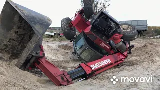 Тракторист в ШОКЕ!!!Перевернули трактора MANITOU.Спасают два МТЗ.Техника в руках дурака кусок метала