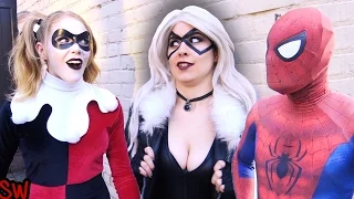 Spider-Man VS Harley Quinn & Black Cat - Real Life Superhero Movie