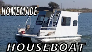 MY FRIEND BUILT A HOUSEBOAT FOR BOAT CAMPING