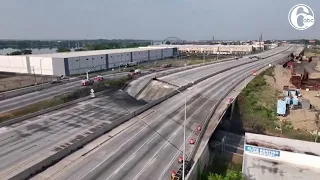 Drone footage shows partial collapse of I-95 in Philadelphia over the weekend