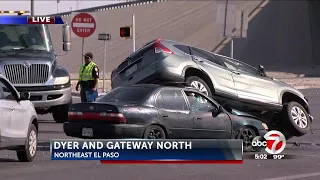 2 critically hurt in 5-car fiery crash in northeast El Paso