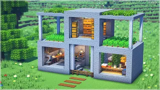 ⚒️Minecraft | How To Build a Easy Survival Stone House - 마인크래프트 건축 : 쉬운 야생 돌 집 만들기