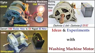 220V Washing Machine Universal Motor 14000 RPM -  FULL DC Motor Generator Experiment COMPILATION