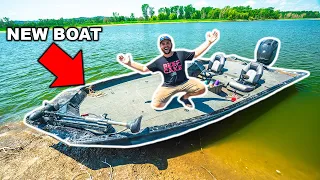 Taking My NEW BOAT Fishing in the BACKYARD POND!!!