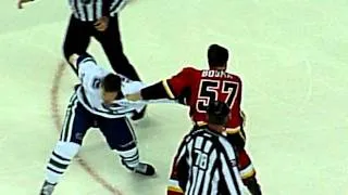 Hockey fight flames vs canucks