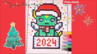 2024 Год Дракона Как рисовать по клеточкам Пиксель Арт How to Draw Simple Pixel Art 2024 Dragon