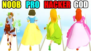 NOOB vs PRO vs HACKER vs GOD in Princess Run 3D