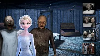 Granny 1 2 3 4 in FROZEN MODE - Full Gameplay (Door Escape)