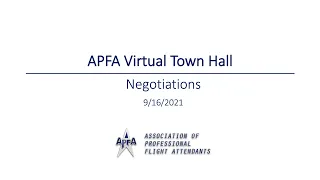 APFA Negotiations Town Hall