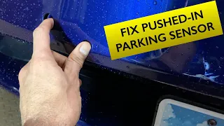 Tesla Model Y. How to open the Frunk and Fix pushed-in Parking Sensor.