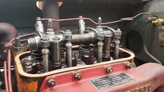 Renovated two cylinder diesel engine on idle (1052-motor, BM Victor typ 230)