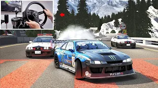 Drifting S14 whilst Cops are on Patrol (4K) | Assetto Corsa Drifting w/Steering Wheel