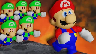 Mario 64 Speedrun, But 10 Players Hunt Me