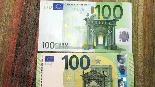 Банкноты 100 евро 2002 года и 2019 года