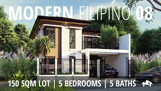 150 sqm | 5 Bedroom Modern Filipino Small House Design | House tour