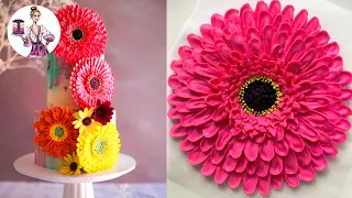 Gorgeous Gerbera Buttercream Flowers - How make flowers for cakes!