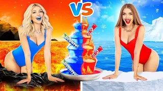 ХОЛОДНАЯ VS ГОРЯЧАЯ ЕДА ЧЕЛЛЕНДЖ! | Безумная Война Между Огненной И Ледяной Девушками от RATATA