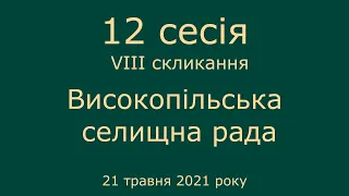 12 сесія VIII скликання депутатів Високопільської селищної ради 21 травня 2021 року